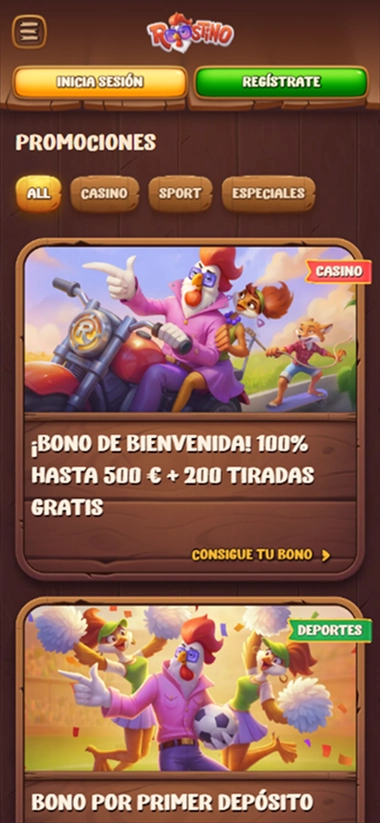 Roostino Casino: Bono de bienvenida 100% hasta 500€ + 200 tiradas gratis