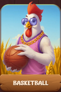 Gallo rapero con baloncesto y cadena de oro